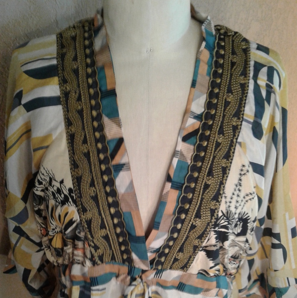 NWT Johnny Was Silk Print Tunic Sz L